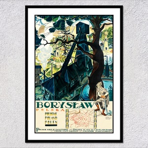 Vintage Boryslaw Travel Poster – Retro Poland Print – Classic Advertising Art – Polish Nostalgic Decor