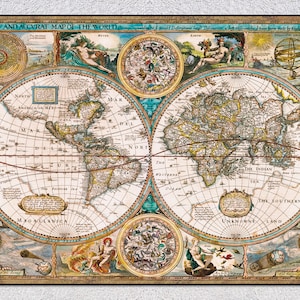 A New and Accurate Map of the World (1627-1651) – John Speed Reproduction – Vintage Wall Art