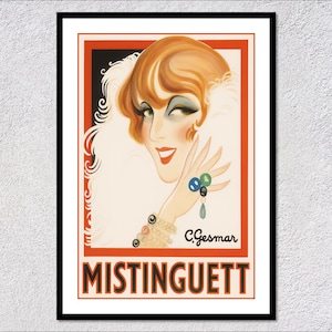 Mistinguett Poster Reprint | 1920s French Cabaret | Art Deco Paris Theatre Wall Art Print