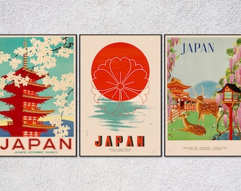 ヴィンテージ日本旅行ポスターセット | レトロな日本観光 | アート