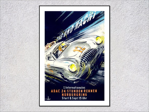 Vintage Rally ADAC 24 Stunden Reproducible Poster Classic Endurance Racing  Art Nürburgring 