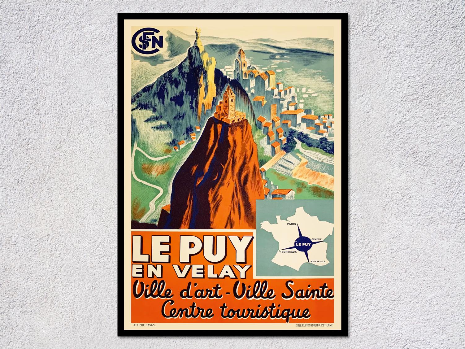 Poster Vintage Le Puy-en-Velay - Affiche HQ 60x90cm, Neuf Sous Tube