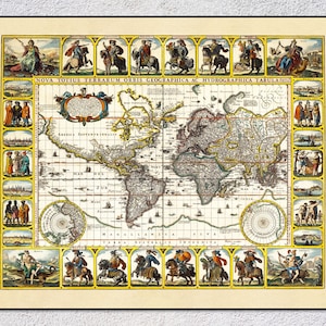 Nova Totius Terrarum Orbis Map (1652) – Antique World Map Reproduction – Historical Wall Art