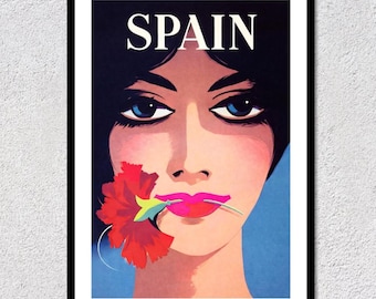 Vintage Spanish Lady Tourism Poster | Spain Travel Home Dec