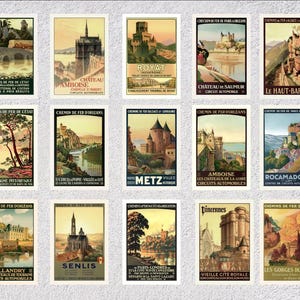 Chemin de Fer Poster Set | Vintage France Railway Art Reproduction | 15 Historic Travel Prints