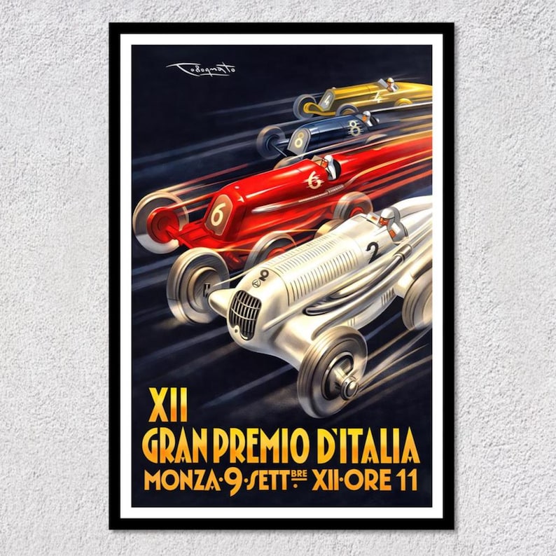 Italy Racing Posters 1934 Monza Retro Racing Poster | Vintage Italian Motorsport Wall Art ...