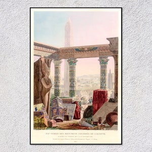Vintage Egypt Travel Poster – Retro Egyptian Ruins Print – Classic Tourism Art – Historic Obelisk Wall Decor