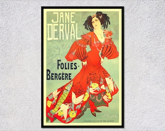 Burlesque Art Illustration | Vintage art deco showgirl poster for home decor