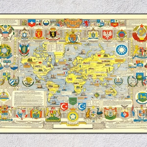 国連世界地図（1947年） – ヴィンテージ世界地図 – 歴史的な壁アート