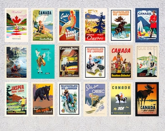 Set of 18 Vintage Canada postcard - Canadian Postcards - Vintage Travel Ads - 18X4" X 6" or 10 X 15 cm - 5" X 7" or 13 X 18 cm
