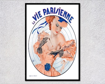 Parisian Woman Vintage Illustration Poster | French Fashion Art Print for vintage style
