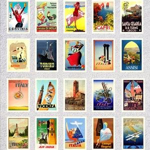 Set di cartoline italiane n. 3 / Ristampa di poster di viaggio vintage in Italia / Confezione di souvenir da collezione