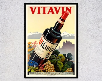 ヴィンテージワイン広告 - フランスワインのポスターまたはキャンバス