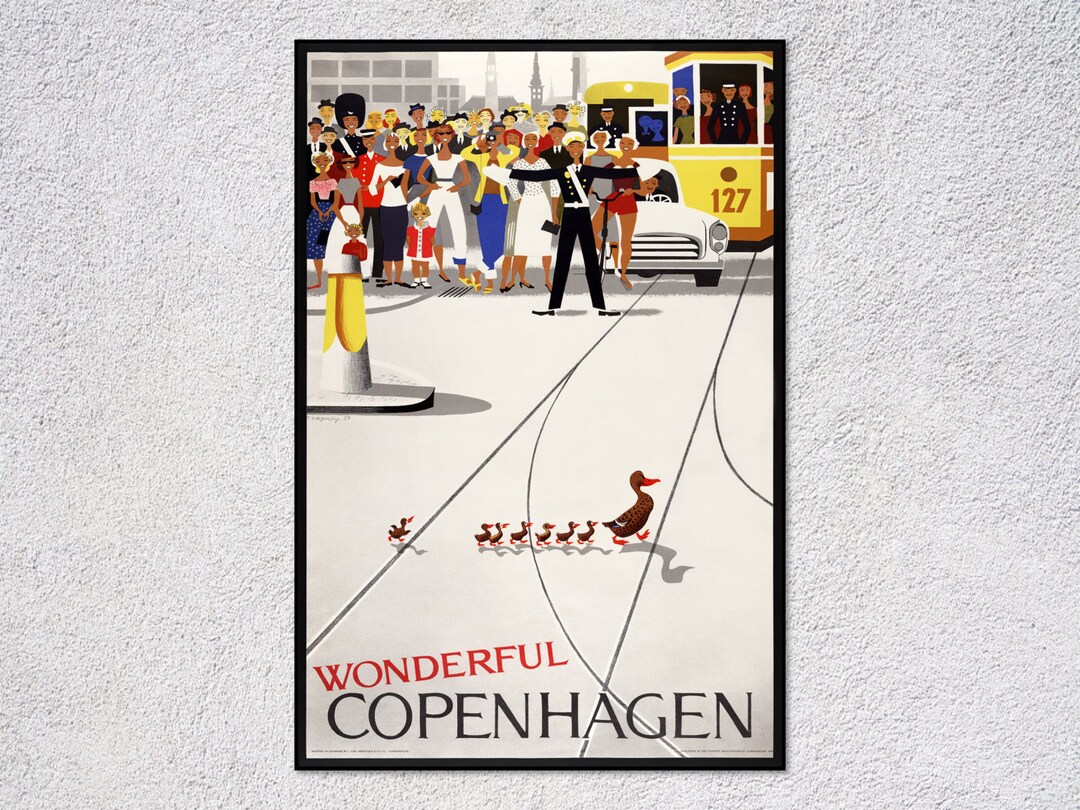 Copenhagen Vintage Travel Poster Denmark Print Vintage Danish Travel Etsy