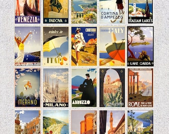 Vintage Italian Postcards | Restored Travel Print Set | Souvenir Postcard Pack of 20