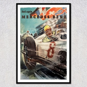 1954 Swiss Racing Poster Reproduction | Historic Silver Race Car Print | Vintage Motorsport Wall Art