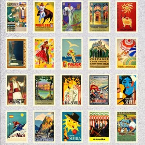 Set of 20 Vintage Spain Travel Postcards | Spanish Tourism Poster Reprints | Set No.5 | Retro Decor