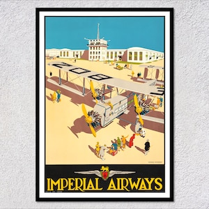 intage Aviation Imperial Airways Travel Poster, Retro Airline Wall Decor, Aviation Enthusiast Gift