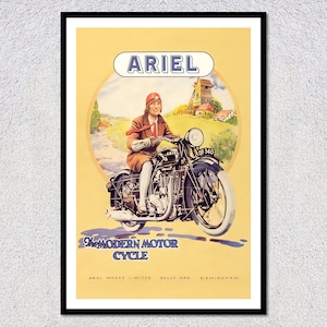 1930s British Motorcycle Poster Reproduction | Vintage Rider Print | Classic Motorbike Wall Art