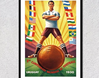 Pôster do Campeonato Mundial de Futebol do Uruguai de 1930 | Impressão artística vintage de futebol de Montevidéu