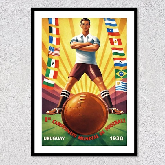 1930 Uruguay Football World Championship Poster | Montevideo Vintage Soccer Art Print