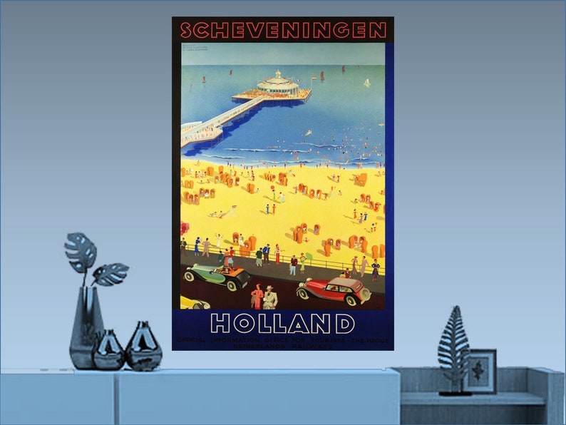 Scheveningen Holland Europe European Vintage Travel Advertisement Art Poster
