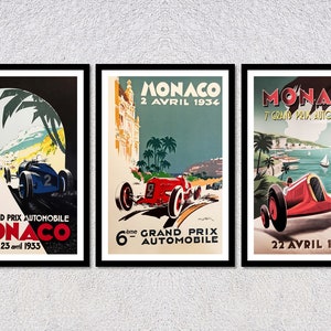 1930s Riviera Race Posters Reproduction Set | Historic Auto Art Prints | Vintage Racing Decor (3 pcs)