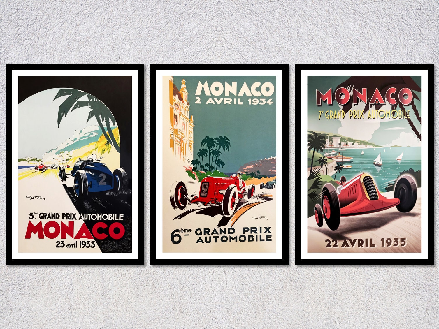 1933 5éme Grand Prix Automobile Monaco Race Poster, Artwork by Geo Ham Auction | Mecum On Time
