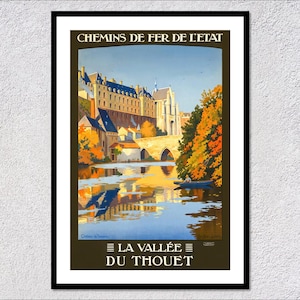 La Vallée du Thouet Travel Poster – Vintage France Print – Retro Tourism Art – Classic French Decor