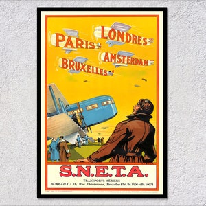 SNETA Belgian Airline | Aviation poster | Flying Machines | Reprint