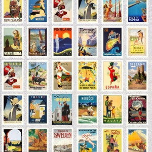 Set van 30 vintage reiskaarten | Herdrukpakket prachtige landelijke poster | Retro ansichtkaartenset
