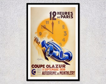 Manifesto del Rally di Parigi del 1938 / Arte murale storica dedicata agli sport motoristici