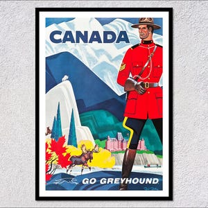 Póster de viaje vintage de Canadá: impresión retro de turismo canadiense: publicidad clásica y decoración de pared histórica