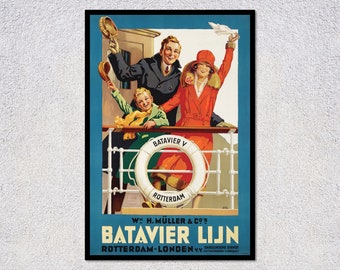 Vintage Family Cruise Ship Poster | Seaside Voyage for warm everyday wall setting