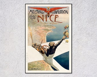 Original vintage poster Meeting d&#39;aviation Nice 1910 | Aviation posters
