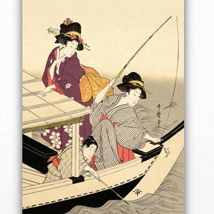 Fishing Boats under Ryōgoku Bridge – Kitagawa Utamaro Print – Japanese Ukiyo-e Art – Edo Woodblock