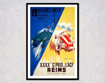 Manifesto del Rally di Reims del 1953 / Arte murale storica dedicata agli sport motoristici