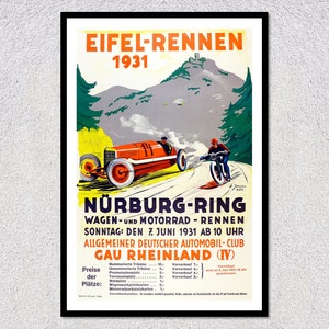 1931 German Racing Poster Reproduction | Vintage Auto Sport Print | Early Motorsport Wall Decor