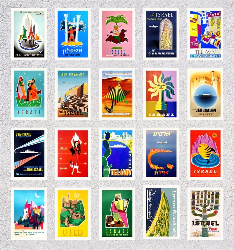 Set of 20 Vintage Israel Postcards Old Picture Postcards Etsy