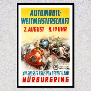 1953 German Racing Poster Reproduction | Vintage Auto Race Print | Historic Speed Car Wall Art