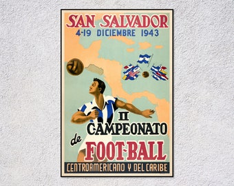 1943 El Salvador Football Poster – San Salvador Championship Print – Vintage Sports Art – Retro Decor
