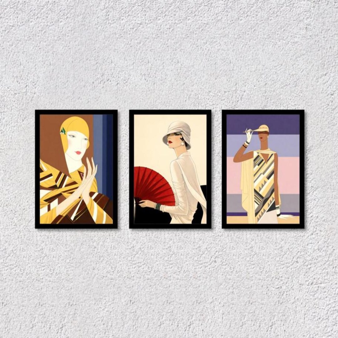 Vintage Fashion Poster Set 3 | Elegant Woman Retro Wall Art Decor - Etsy