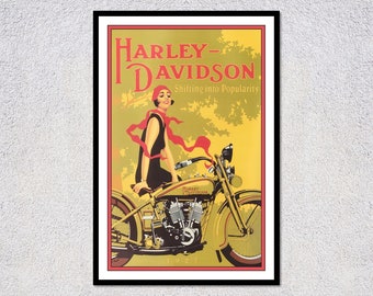 Vintage Harley Davidson Motorcycle Biker Decor Poster Art Print A4 B1 Framed 