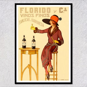 Retro Style Vino Wine Poster – Vintage Sherry Fino Print – Classic Spanish Liquor Wall Art