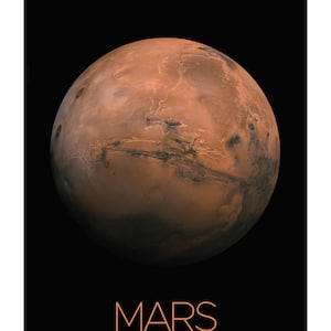 Marsposter – Educatieve kaart zonnestelsel – Muurkunst astronomie – Ruimtecadeau