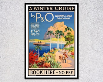 Vintage Ocean Cruise Travel Poster | Tropical Sea Voyage Art