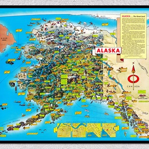 Vintage Landkarten von Alaska - Städte, Kreise und mehr - Historische Kartographie-Kunst