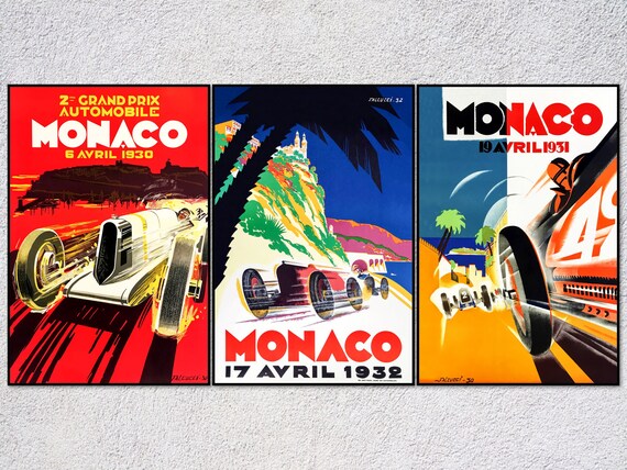 Vintage Auto Racing Monaco Grand Prix vintage Art Posters - Etsy 商品は状態確認 MONACO 19 AVRIL 1931 アート/エンタメ
