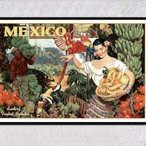 Póster de viaje vintage de México – Impresión turística retro – Arte mexicano clásico – Decoración histórica de América Latina