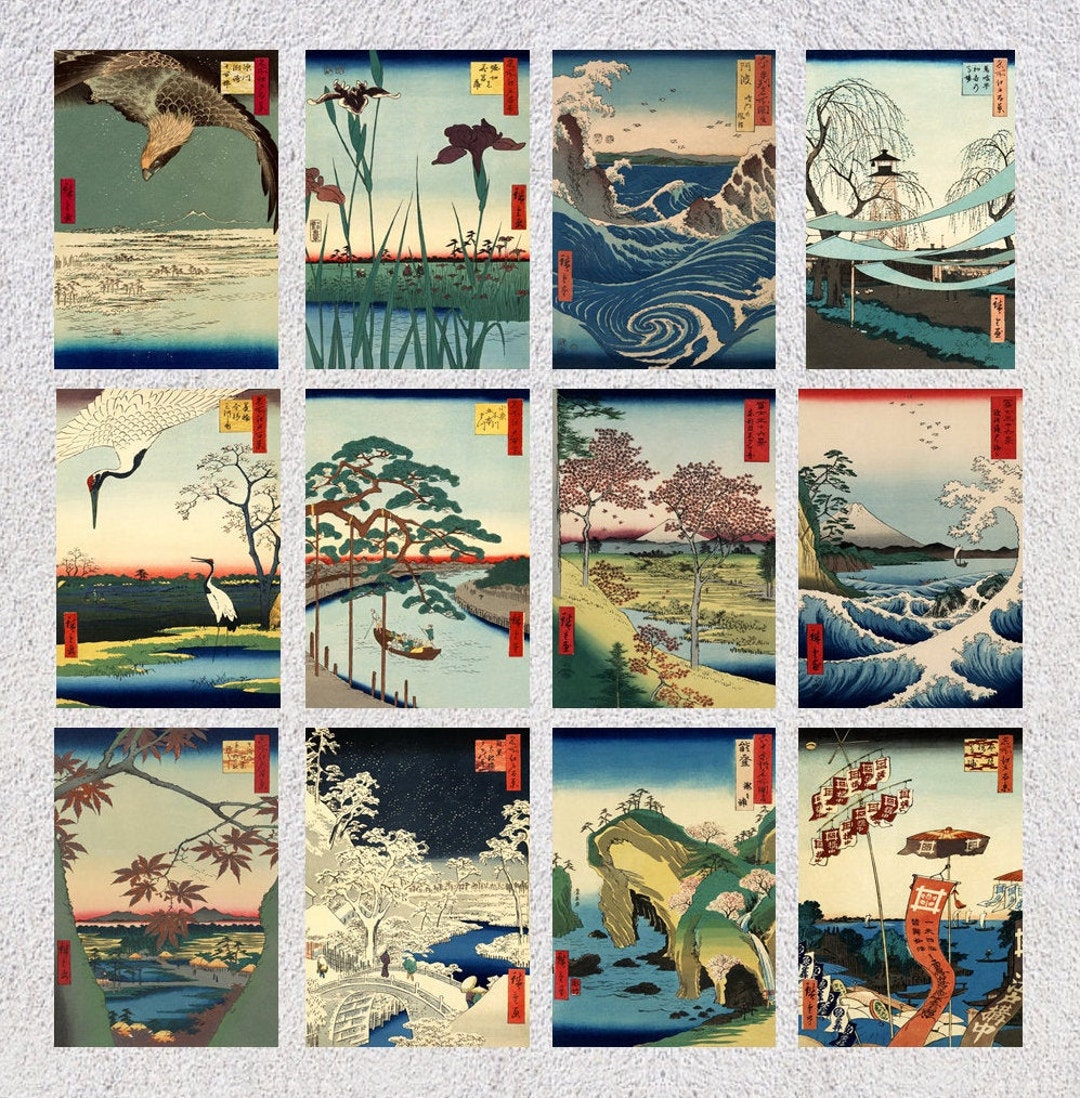 浮世絵ポストカード12枚セット｜広重風景画復刻版｜伝統美術パック
